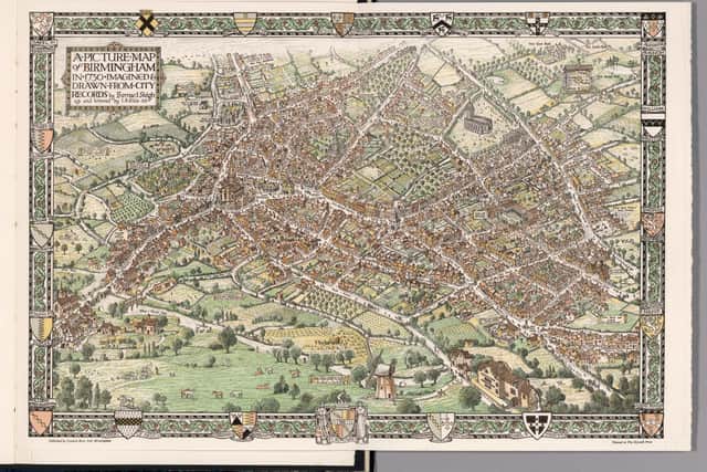 A picture map of the city of Birmingham in the year 1730