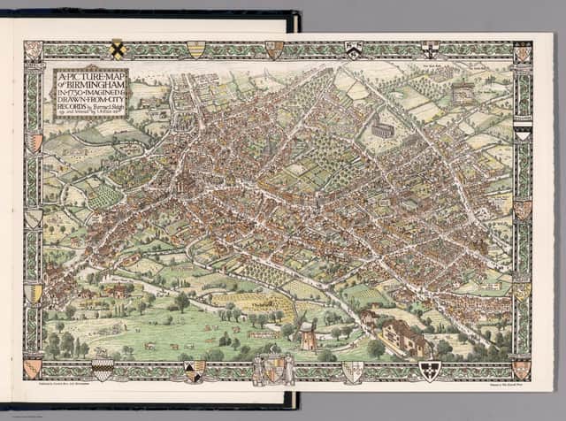 A picture map of the city of Birmingham in the year 1730