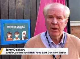 Terry Dockery, Sutton Coldfield Town Hall Food Bank Donation Station
