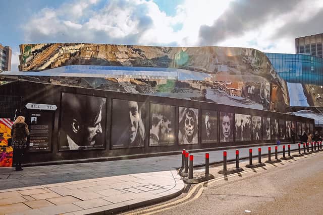 Peaky Blinders art installation on Hill Street Birmingham