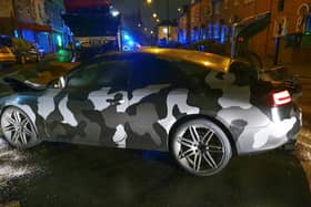 The camouflaged Audi which crashed in the West Midlands