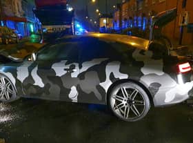 The camouflaged Audi which crashed in the West Midlands