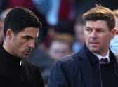 Arsenal boss Mikel Arteta (left) and Aston Villa manager Steven Gerrard (right).