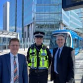 Partnership: West Midlands Mayor Andy Street, British Transport Police Chief Inspector Ricky Sweeney and West Midlands Police and Crime Commissioner Simon Foster. Picture: West Midlands Police. 
