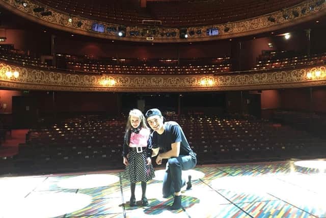 Rosie Parker on stage with Tom from The Wanted when he was performing as Danny in Grease