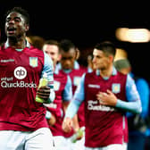 Captain Micah Richards leads Villa’s celebrations after the League Cup win against Blues in 2015. Picture: Shaun Botterill/Getty Images.
