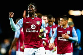 Captain Micah Richards leads Villa’s celebrations after the League Cup win against Blues in 2015. Picture: Shaun Botterill/Getty Images.