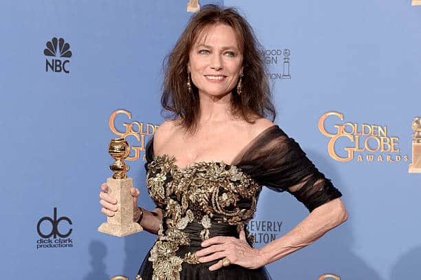 Actress Jacqueline Bisset, winner of Best Supporting Actress in a Series, Miniseries, or Television Film for ‘Dancing on the Edge,’ poses at the 71st Annual Golden Globe Awards.  PictureL Kevin Winter/Getty Images.