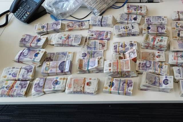 The £150,000 in cash seized by officers