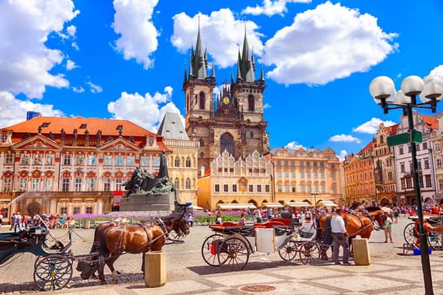 Old Town Square in Prague boasts impressive architechture