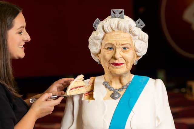 Baker Lara Mason of Cake Anything unveils a hyper-realistic life-sized cake of Queen Elizabeth II
