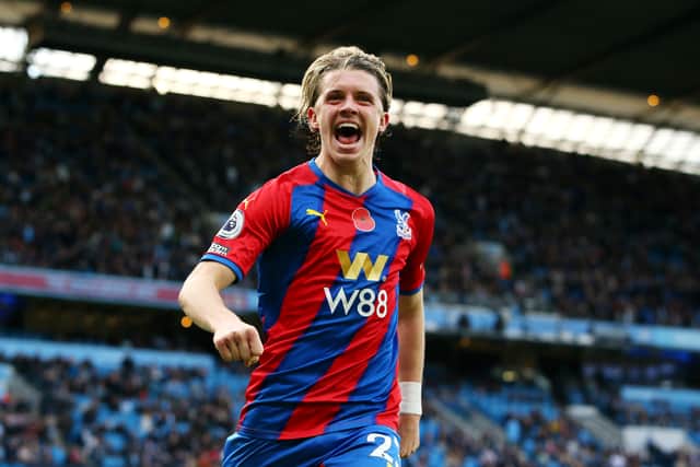 Conor Gallagher of Crystal Palace celebrates after scoring their team's second  (Photo by Alex Livesey/Getty Images)