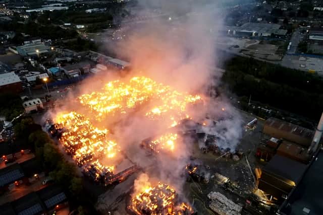 Dramatic drone footage shows a massive blaze tearing through a recycling plant warehouse in Nechells after 8,000 tonnes of paper and cardboard caught fir