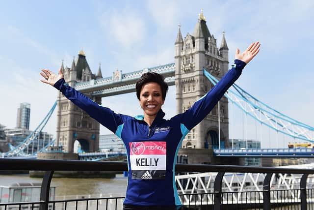 Dame Kelly Holmes poses in front of Tower Bridge ahead of the Virgin Money London Marathon in 2016 (Photo: Alex Broadway/Getty Images)