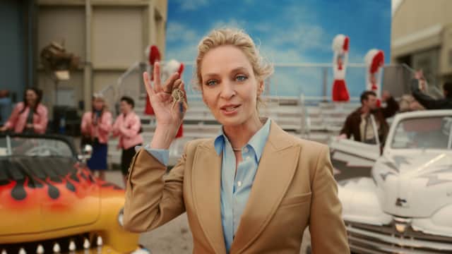 Uma Thurman (pictured) , Jack Whitehall and Naomie Harris have also teamed up to create a star-studded film for Paramount+ launch in Hollywood, Birmingham
