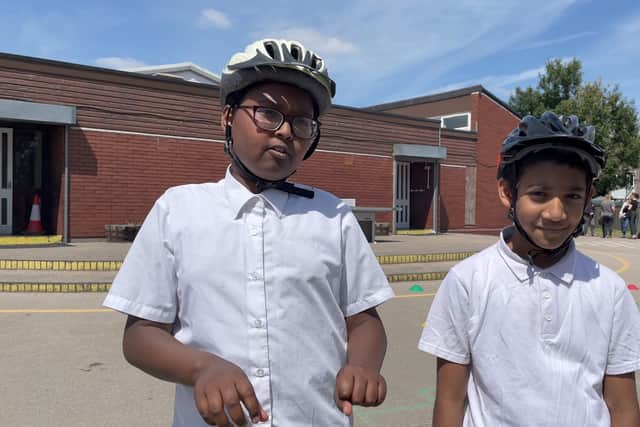 Yonis & Umairun, pupils at Anglesey Primary School, share what they’ve learned at the launch of Cycling for Everyone