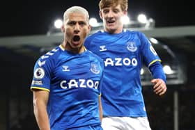 Everton pair Richarlison and Anthony Gordon. Picture: Naomi Baker/Getty Images