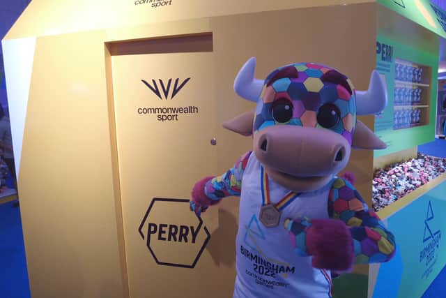 Perry at the opening of the Commonwealth Games megastore