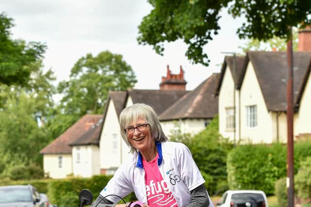 Gina Harris, 82 from Harborne who has completed a bike ride from Lands End to John O'Groats in aid of Refuge