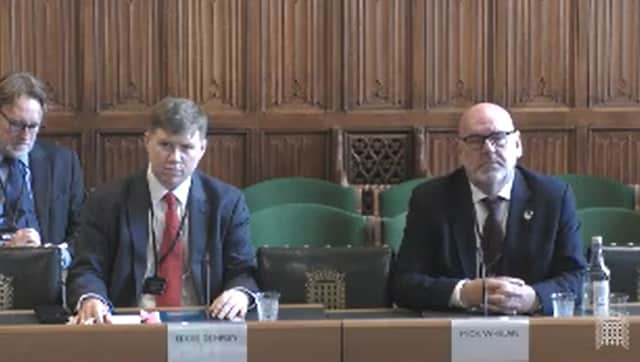 Eddie Dempsey, from the RMT (left), and Mick Whelan, from Aslef. Photo: Parliament TV