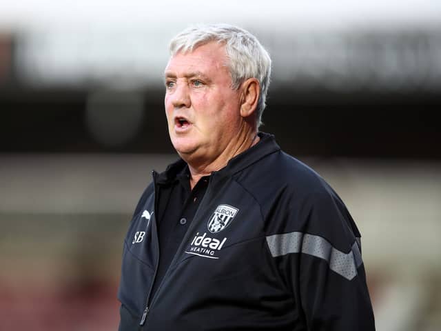 Steve Bruce has asked West Brom fans for their support on Saturday against Luton. Credit: Getty.  