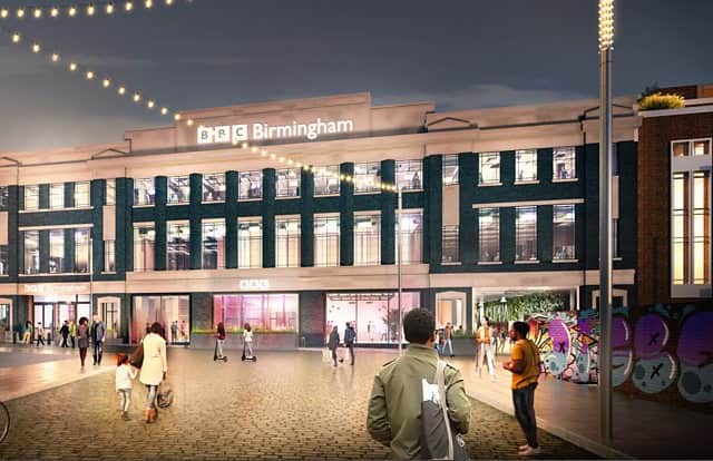 An artist’s impression of the new BBC Midlands site in Digbeth (Oxford Street approach) 