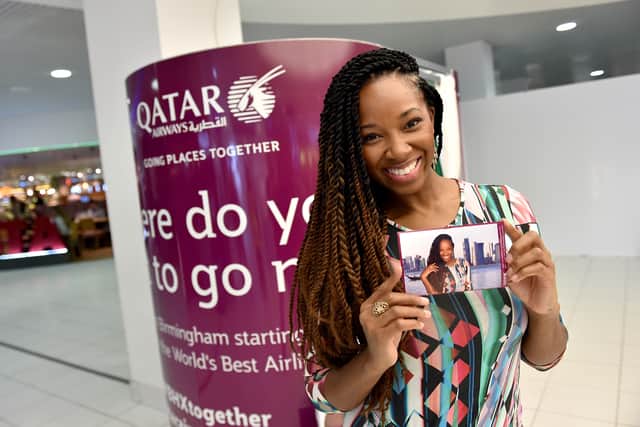  Jamelia officially opens the Qatar Airways photo booth at Birmingham Airport on March 24, 2016