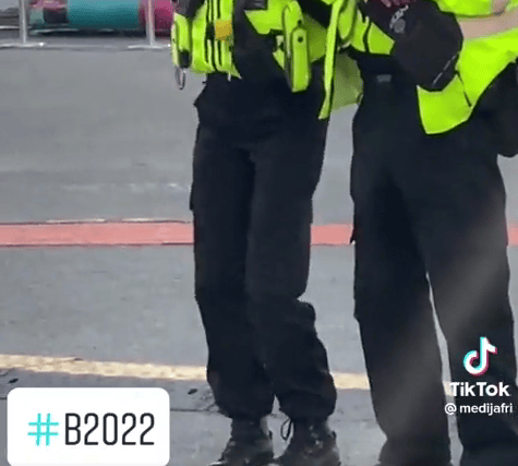 Birmingham 2022 Commonwealth Games police officer on the dance beat to UB40 at Smithfield
