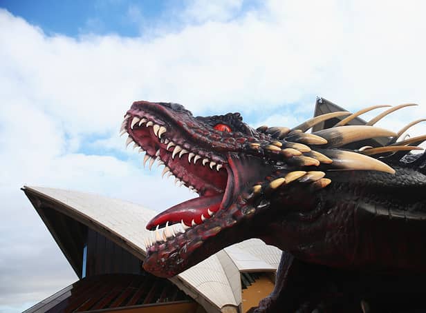 <p>A model of one of Daenerys Targaryen's dragons is seen at photo call to launch Game of Thrones Season 5 at the at Sydney Opera House on April 10, 2015 in Sydney, Australia.  (Photo by Ryan Pierse/Getty Images)</p>