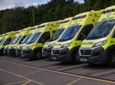 Ambulances sit parked at the Hollymore Ambulance Hub (Photo by Simon Dawson - Pool/Getty Images)