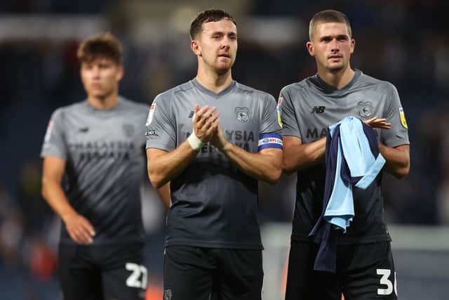  Ryan Wintle and Max Watters of Cardiff City acknowledge the fans after the Sky Bet Championship between West Bromwich Albion and Cardiff City at The Hawthorns