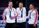 Great Britain’s Joe Fraser (centre) celebrates with his gold medal
