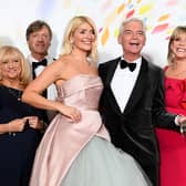 (L-R) Judy Finnigan, Richard Madeley, Holly Willoughby, Phillip Schofield Ruth Langsford, Eamonn Holmes, Rochelle Humes of "This Morning",