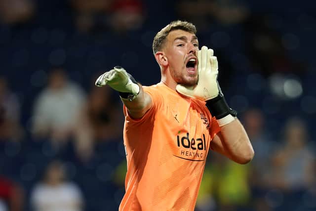  Alex Palmer of West Bromwich Albion shouts instructions during the Carabao Cup First Round match between West Bromwich Albion and Sheffield United