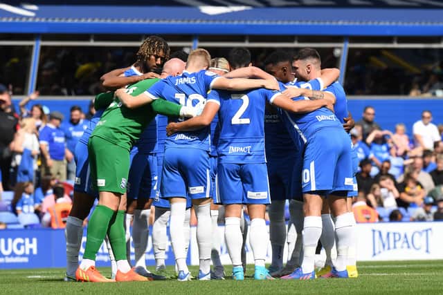 Players of Birmingham City huddle before paly starts during the Sky Bet Championship match between Birmingham City and Wigan Athletic at St Andrew