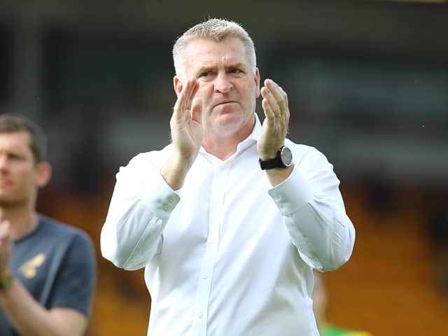<p>Norwich City manager Dean Smithbrings his team to St Andrew’s to face Birmingham City on Tuesday night. (Photo by Pete Norton/Getty Images)</p>