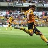 Ruben Neves of Wolverhampton Wanderers passes the ball during the Premier League match between Wolverhampton Wanderers and Newcastle United at Molineux