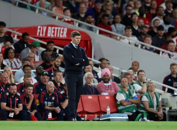 Steven Gerrard manager of Aston Villa looks on during the Premier League match between Arsenal FC and Aston Villa at Emirates Stadium  (Photo by Catherine Ivill/Getty Images)