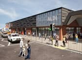 The CGI image of the Aldi extension in Bearwood