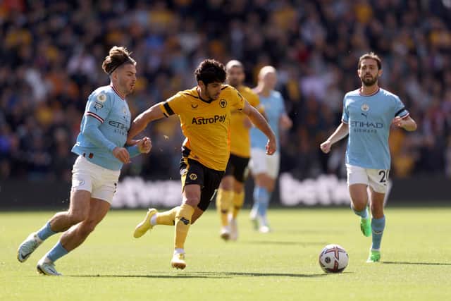 Guedes replaced Kalajdzic in Wolves’ starting XI against City. Credit: Getty. 