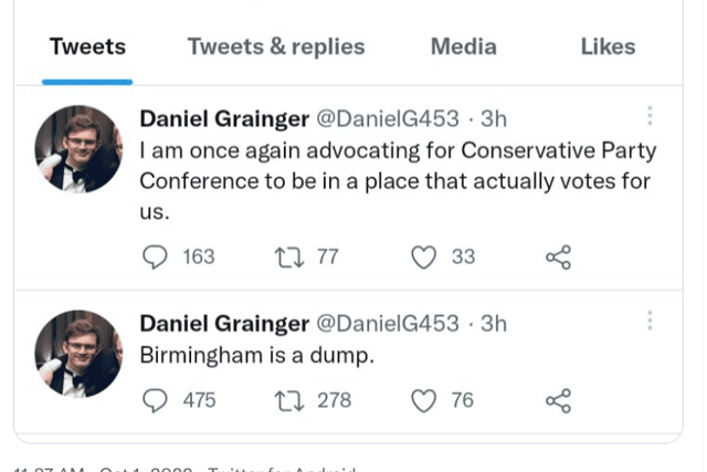Young Conservative Daniel Grainger’s Tweet