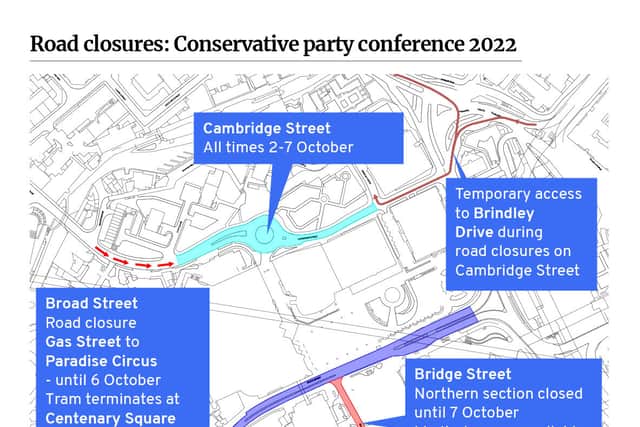 Birmingham city centre road closures for the Conservative Party Conference 2022