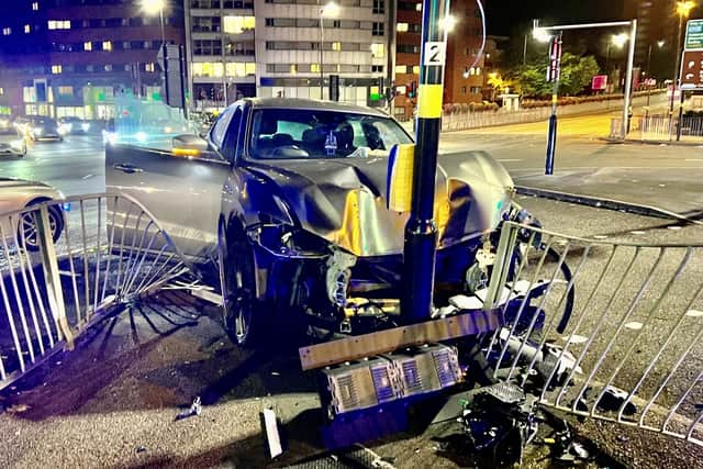 A drunk driver smashed up a £70,000 Maserati Levante supercar after losing control and ploughing into a set of traffic lights in Birmingham