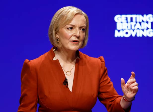<p>Prime Minister Liz Truss speaks during the final day of the Conservative Party Conference</p>