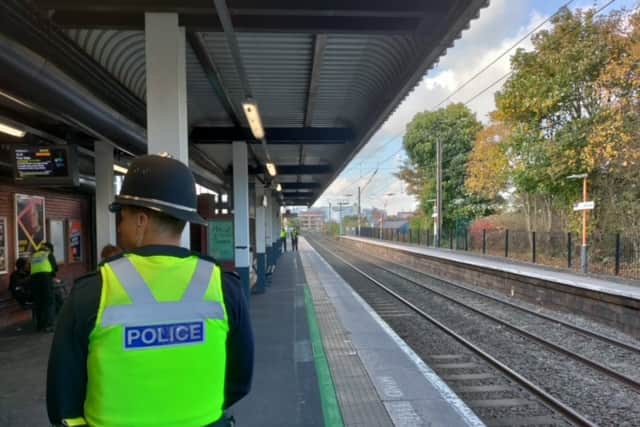 Police at the station on Thursday afternoon