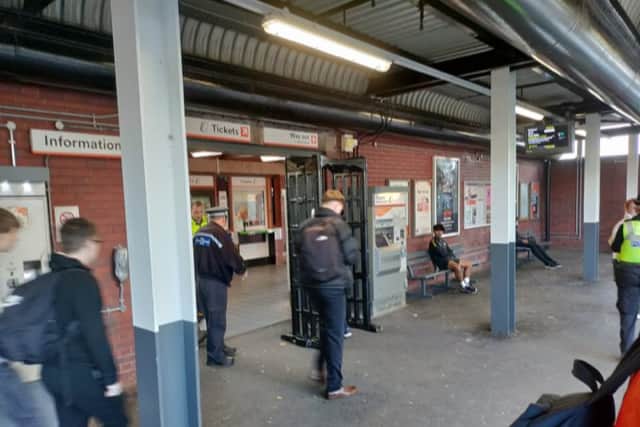 A metal detection arch was erected at the station as police crack down on county lines drug dealing in the West Midlands
