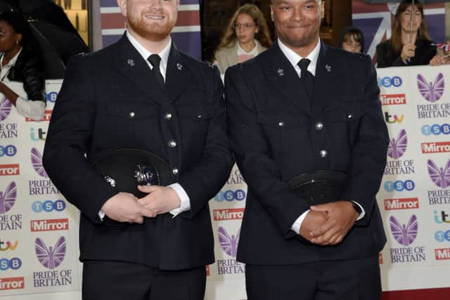 : PC James Willetts and PC Leon Mittoo attend the Daily Mirror Pride of Britain Awards 2022 at Grosvenor House on October 24, 2022 in London