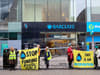 Extinction Rebellion protesters in Birmingham city centre spray paint Barclays