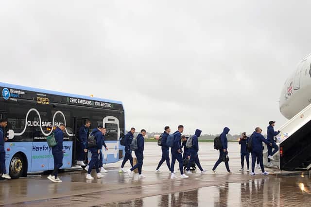 The England squad swap Birmingham Airport for Qatar as they board the plane to the FIFA World Cup. Credit: Birmingham Airport.