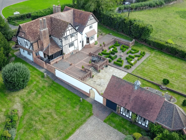 Exterior view of the property from above.